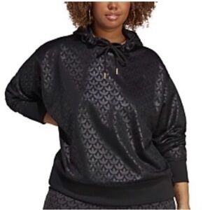 Adidas Black Patterned Hoodie Sweatshirt - Women's Top